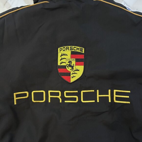 Porsche Black Racing Jacket â Vintage Embroidered Bomber NWOT - Picture 7 of 7